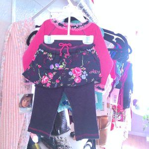 NET Vitamins baby 2 piece pink floral shirt & skort 12m